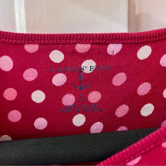 Girls Lands’ End red polkadot skater dress with side pockets - Picture 5 of 8